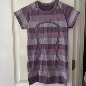 Lululemon swiftly tech short sleeve purple striped